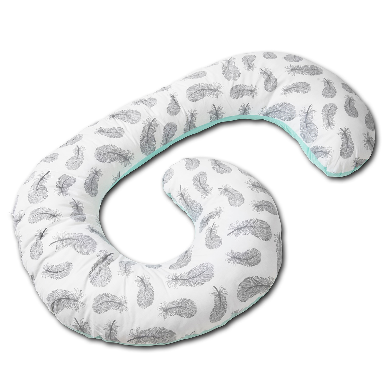 Perna gravide cu husa detasabila Kidizi Elisa Mint Grey Feathers