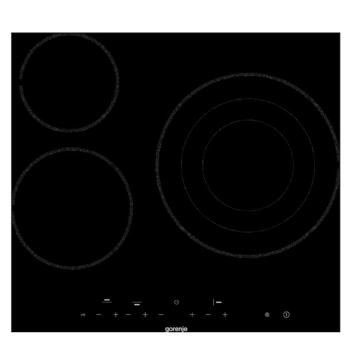 Стъклокерамичен плот Gorenje ECT63ASC, Черен, Защита за деца, Таймер