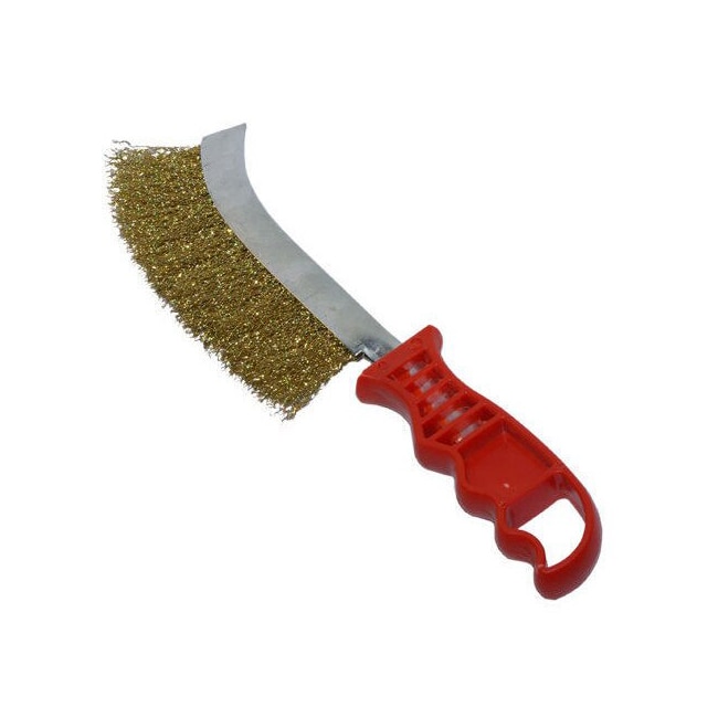 Perie de sarma cu maner ergonomic Micul Fermier, culoare rosu