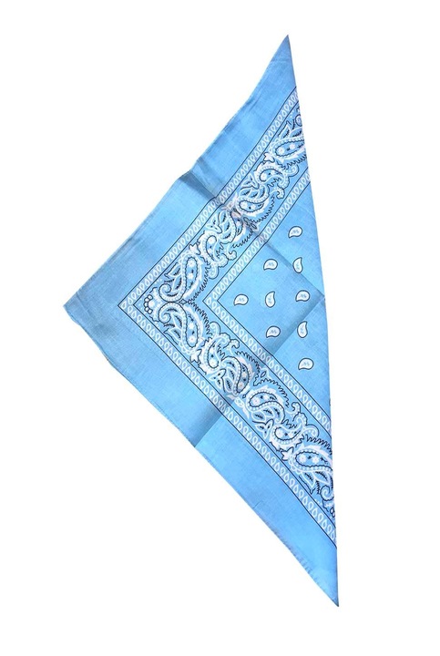 Esarfa tip bandana, cu imprimeu, bumbac, albastru deschis, 54 x 54 cm