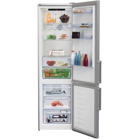 Хладилник с фризер Beko RCNA406E61ZXBHN, 362 л, NeoFrost Dual Cooling, Дисплей със сензорен контрол, Поставка за бутилки, Everfresh+, HarvestFresh, Компресор ProSmart Inverter, H 203 см, Клас C, Inox