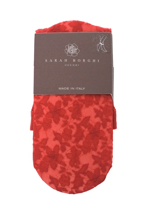 Sosete din colectia de lux din dantela catifelata Extravagante Michelle Sarah Borghi Rosu Masura Unica