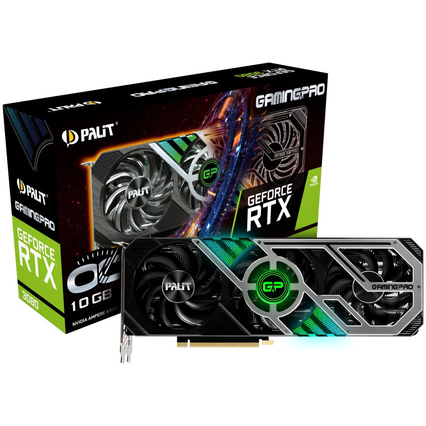 【動作確認済】Palit GeForce RTX3080 10GB LHR Placa video Palit GeForce® RTX™ 3080 GamingPro OC LHR, 10GB GDDR6X