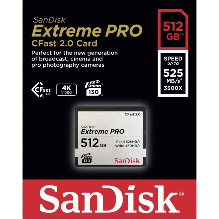 512GB Compact Flash Sandisk CFast 2.0 Extreme Pro (SDCFSP-512G-G46D / 173409) (SDCFSP-512G-G46D)