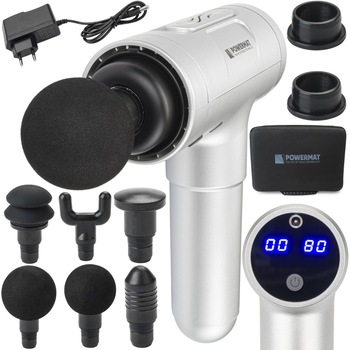 Pistol de masaj (1800mAh) + 6 accesorii, Powermat PM-MAS-1800SM Pistol de masaj (1800mAh) + 6 accesorii, Powermat PM-MAS-1800SM