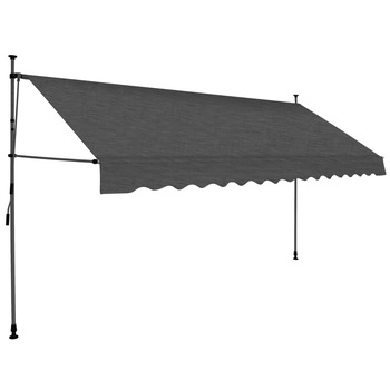 Copertina retractabila manual cu LED, vidaXL, Poliester, 400 x 120 x (200-300) cm, Antracit Copertina retractabila manual cu LED, vidaXL, Poliester, 400 x 120 x (200-300) cm, Antracit