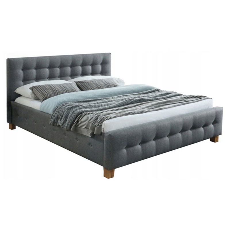 Pat tapitat cu stofa gri AX Berlin 160x200