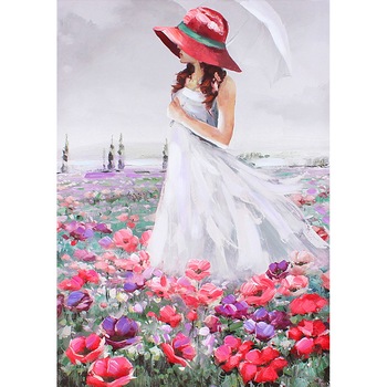 Pictura pe numere Tablou 145, Fata in campul cu flori, 40x50 cm - Krista® Pictura pe numere Tablou 145, Fata in campul cu flori, 40x50 cm - Krista®