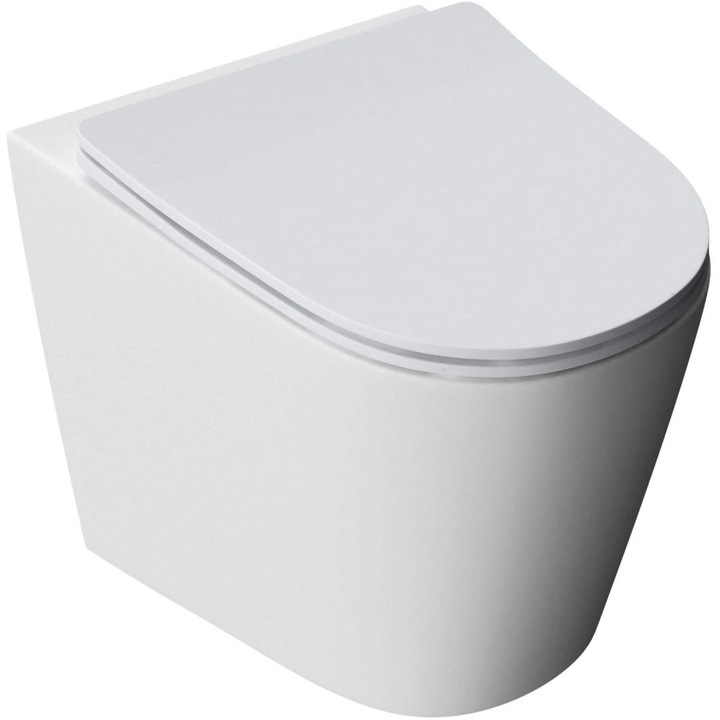 Тоалетна чиния EGO Interiors, Без рамка, Окачена, Включен капак Soft-Close