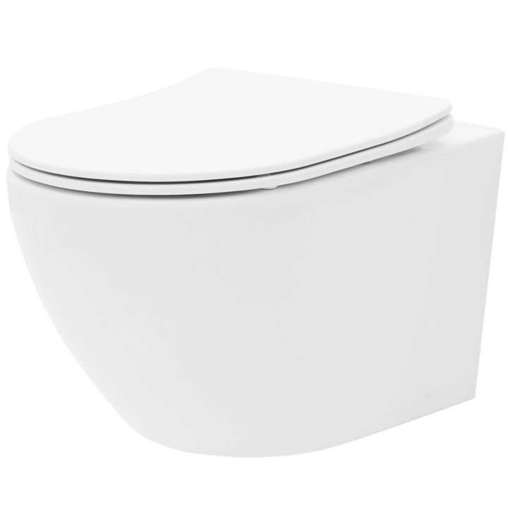 Тоалетна чиния Rea Carlo Flat Mini Rimless, Бял
