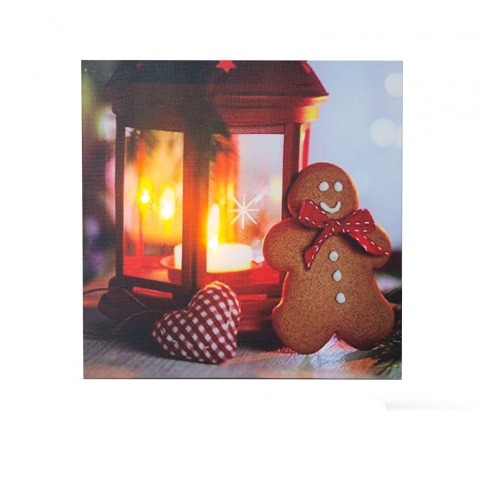 Tablou de Craciun, cu LED, cu agatatoare de perete,Batreii 2 x AA, 30 x 30 cm