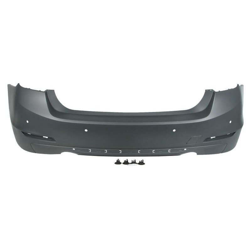 Bara spate BLIC, pentru BMW Seria 3 SEDAN LUXURY/MODERN/SPORT 10.2011-05.2015, cu Gauri pentru 2 Tevi Esapament si 4 Senzori Parcare