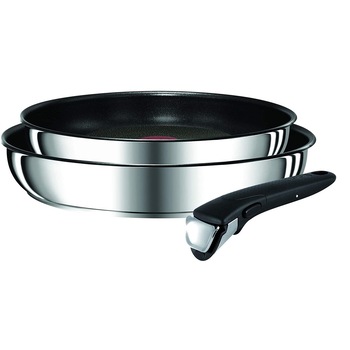 Set tigai Tefal Ingenio Preference, 22&26 cm, 3 piese, Titanium Excellence Non-Stick, Thermo-Spot, inductie, maner detasabil, inox/negru Set tigai Tefal Ingenio Preference, 22&26 cm, 3 piese, Titanium Excellence Non-Stick, Thermo-Spot, inductie, maner detasabil, inox/negru