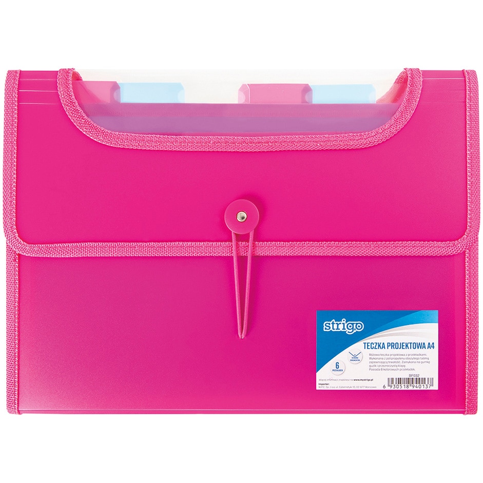 Mapa Strigo Plastic Extensibil A4 6 Compartimente, Roz