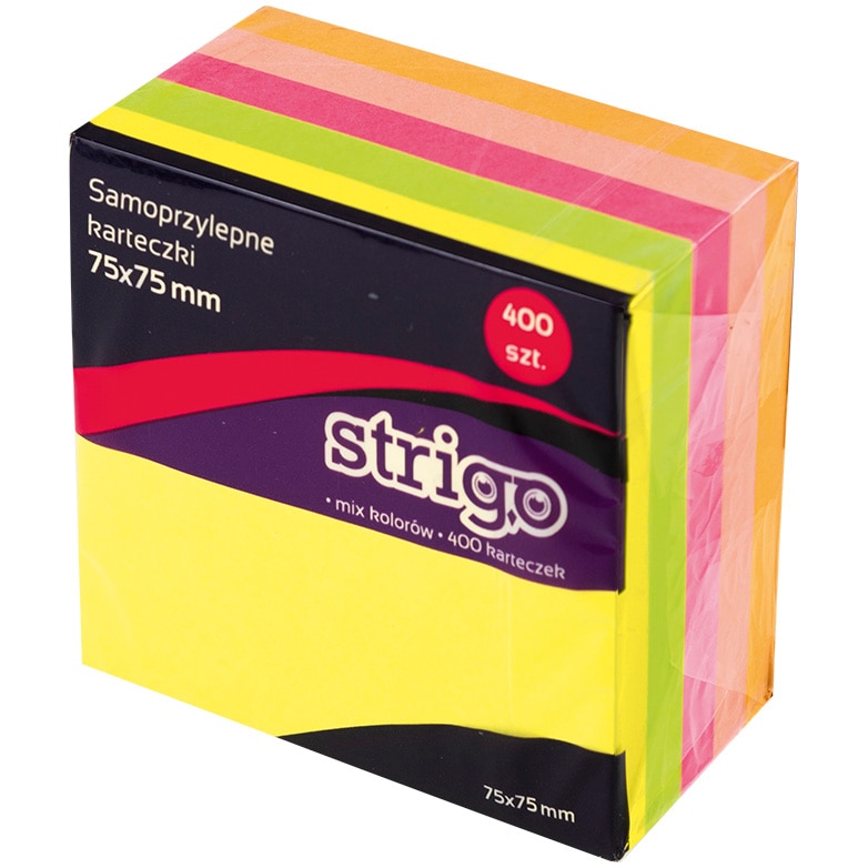 Cub Notite Adezive Strigo 75X75Mm 400 File Neon