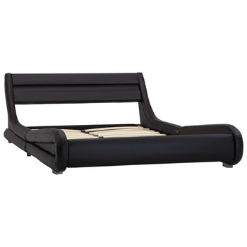 Cadru de pat cu LED, negru, 160 x 200 cm, piele ecologica 285730 Cadru de pat cu LED, negru, 160 x 200 cm, piele ecologica 285730