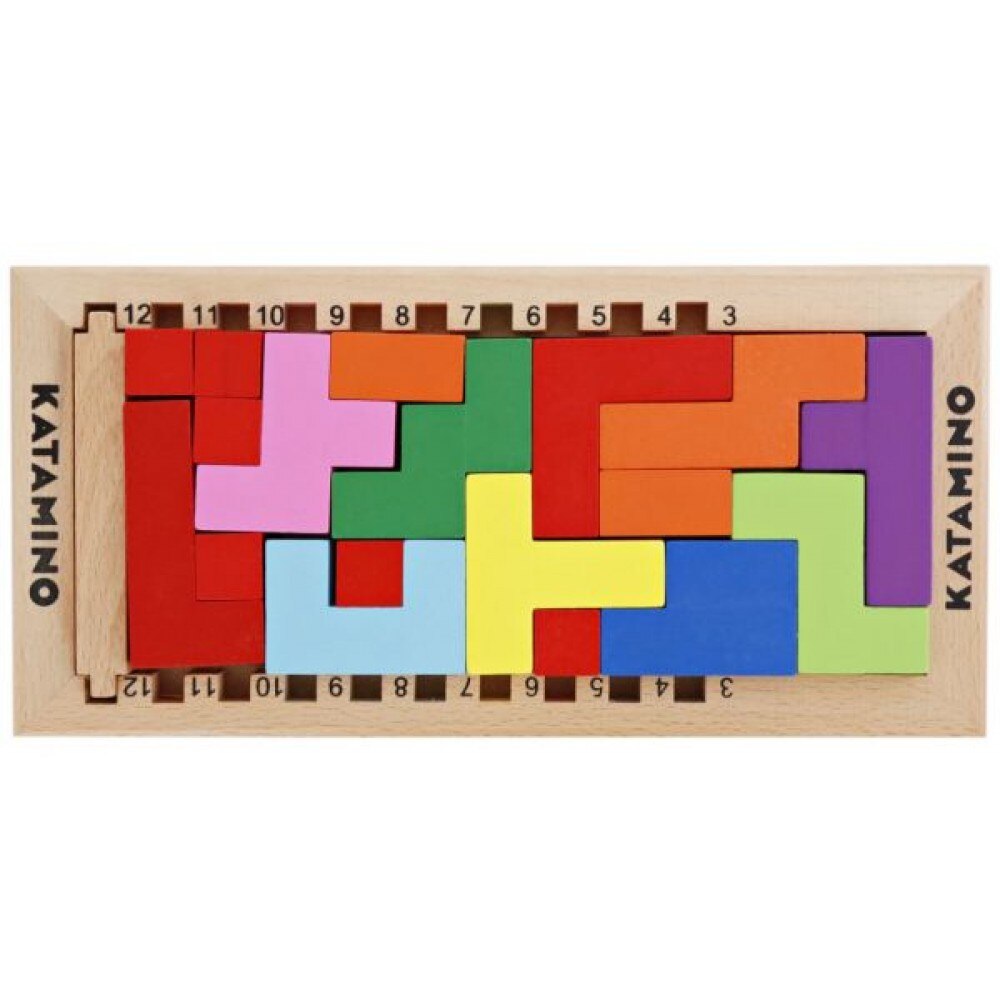 Joc de inteligenta, set 19 piese, Tetris Katamino, din lemn, Unitoys