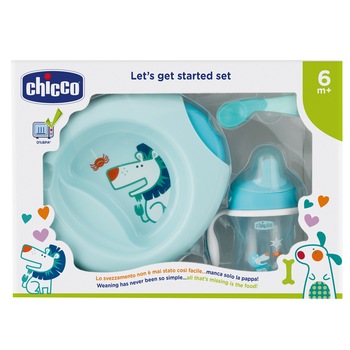 Set diversificare hrana bebelus Chicco, albastre, 6 luni+ Set diversificare hrana bebelus Chicco, albastre, 6 luni+