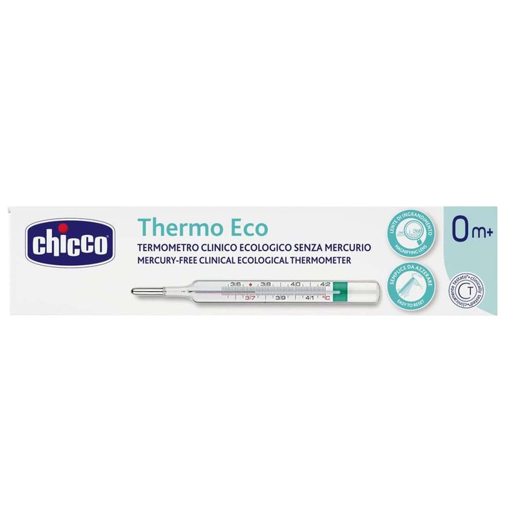 Chicco ThermoEco Higanymentes hőmérő, Üveg, 0 hónapos kortól
