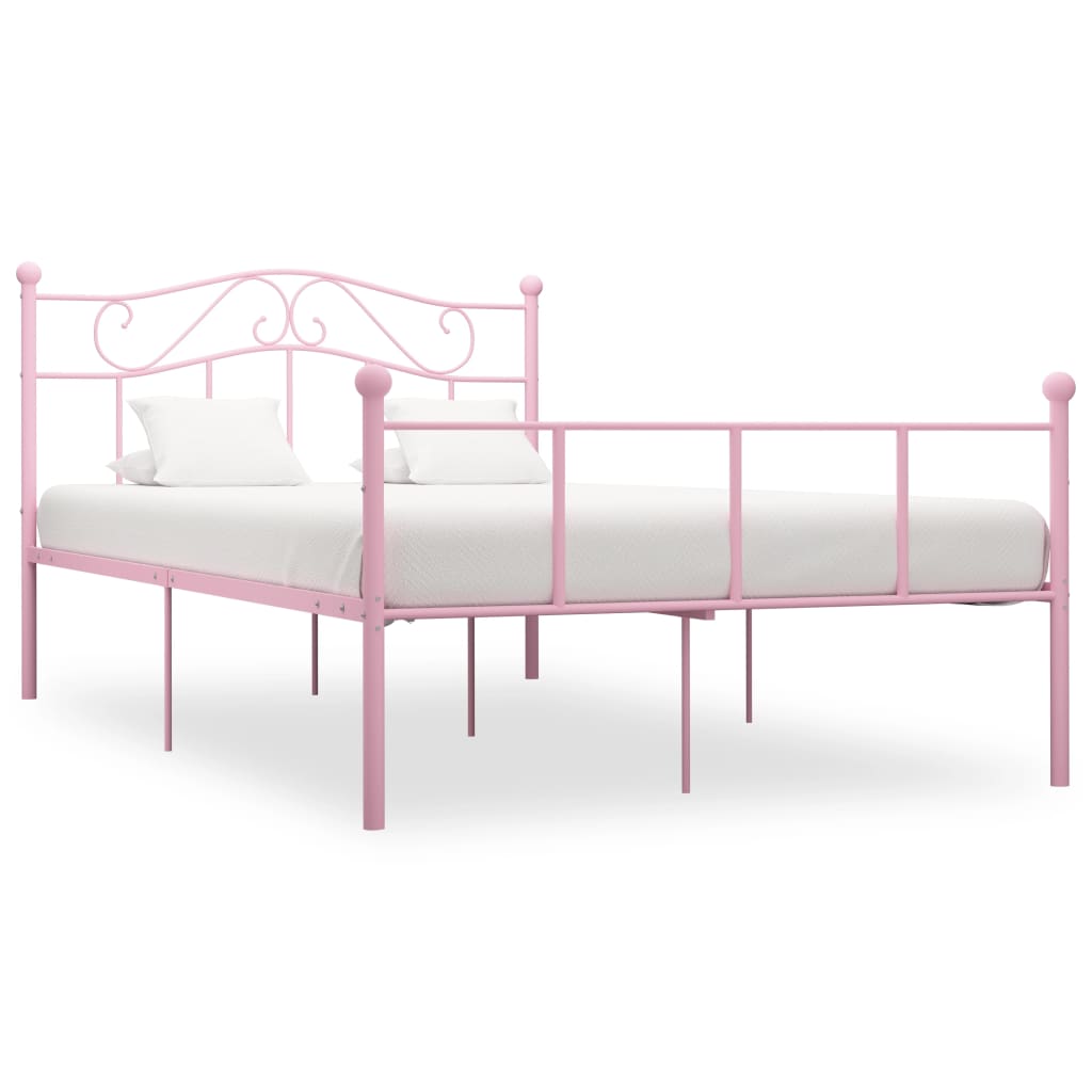 Cadru de pat vidaXL, Metal, 160 x 200 cm, Roz