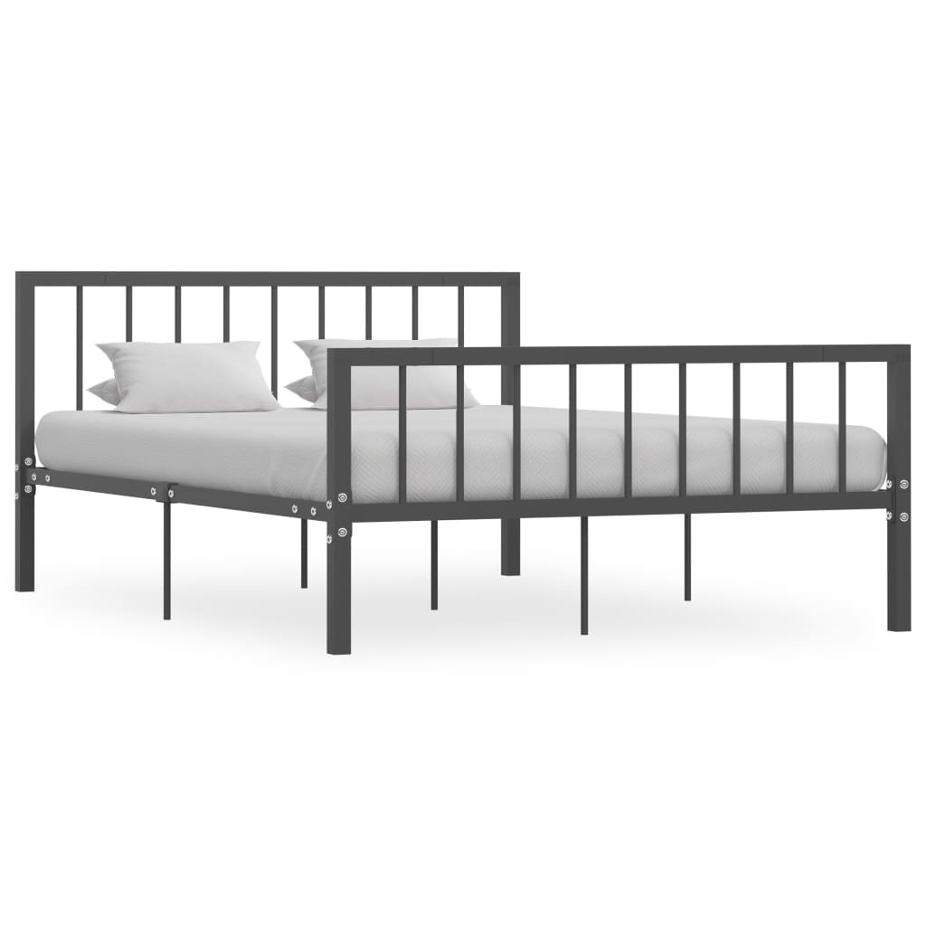 Cadru de pat vidaXL, Metal, 140 x 200 cm, Gri