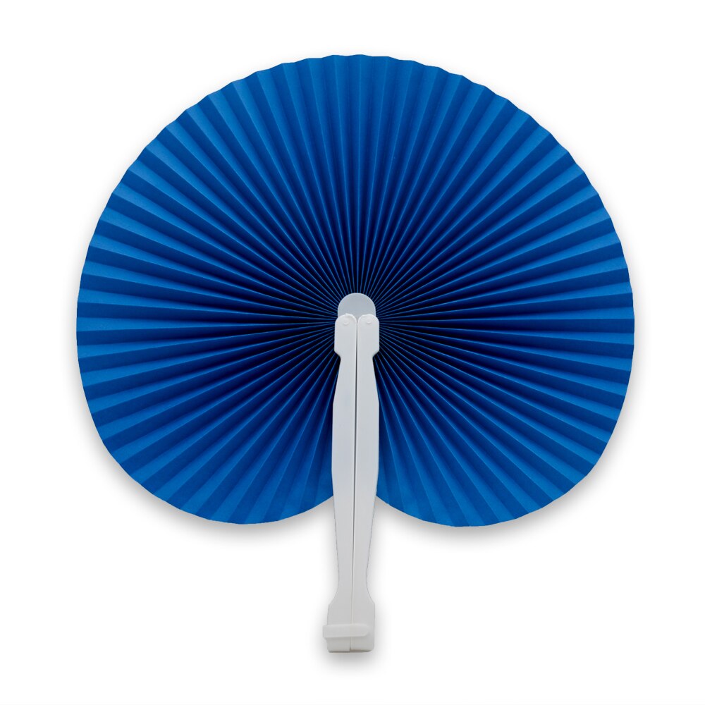 Evantai albastru pliabil cu maner alb, 26.5 x24.5 cm
