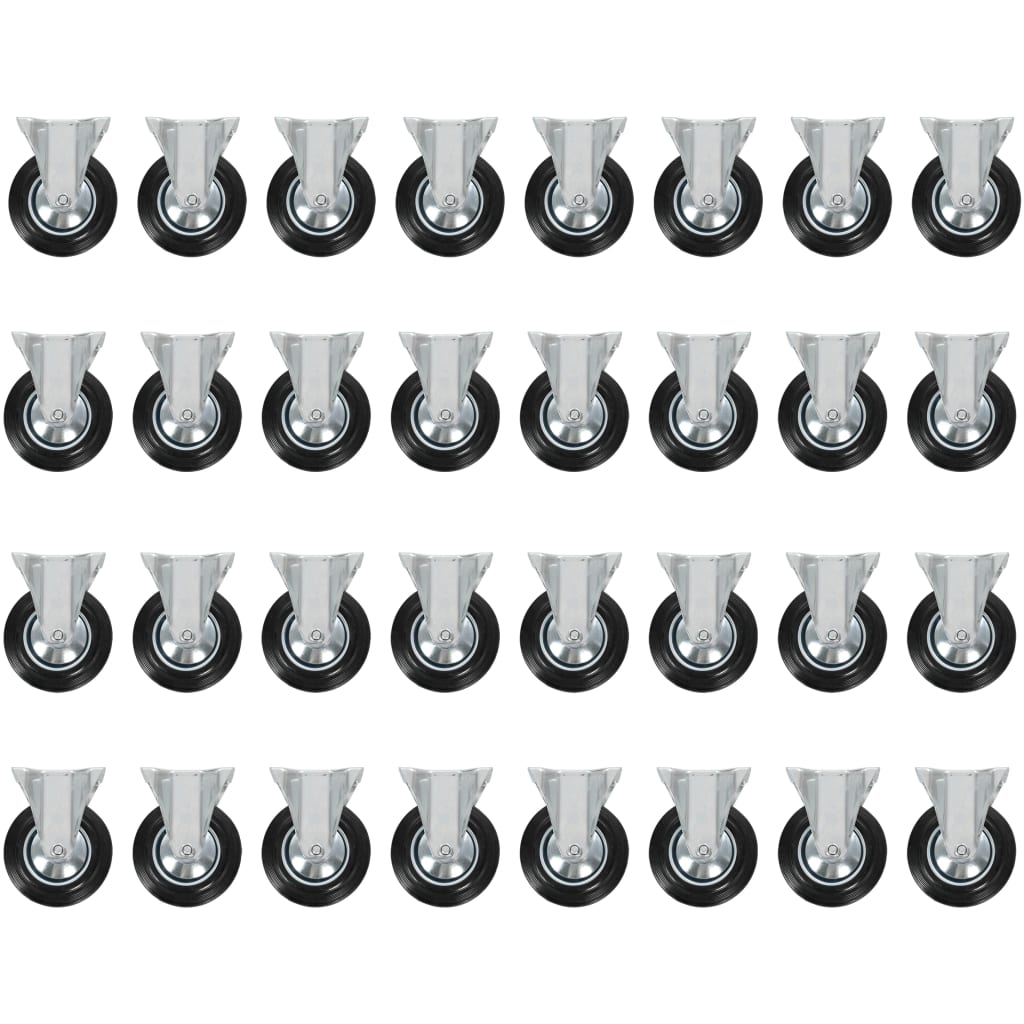 Set de 32 roti fixe cu greutate maxima de 150 kg vidaXL, Metal, 135 x 105 mm, Negru