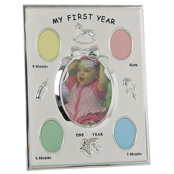 Rama foto primul an cu 5 momente 25 x 19 cm, Shudehill Giftware, argintie Rama foto primul an cu 5 momente 25 x 19 cm, Shudehill Giftware, argintie