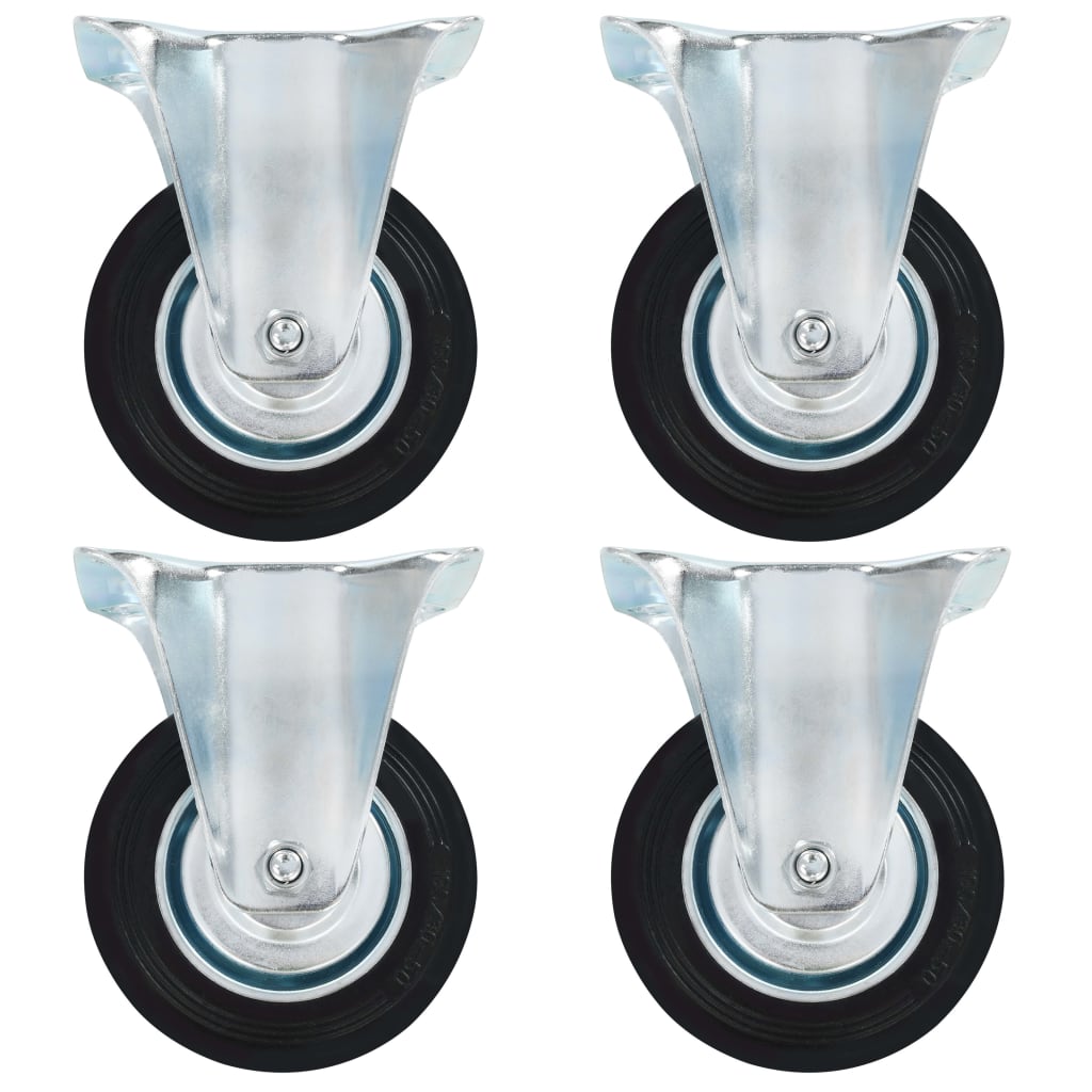 Set de 12 roti pivotante fixe vidaXL, 100 mm, Negru