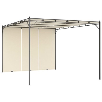 Pavilion de gradina, cu perdea laterala, vidaXL, Poliester, 4 x 3 x 2.25 m, Crem Pavilion de gradina, cu perdea laterala, vidaXL, Poliester, 4 x 3 x 2.25 m, Crem