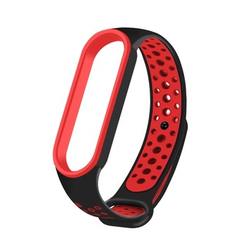 Bratara din silicon, compatibil Xiaomi Mi Band 5, Negru Rosu Bratara din silicon, compatibil Xiaomi Mi Band 5, Negru Rosu