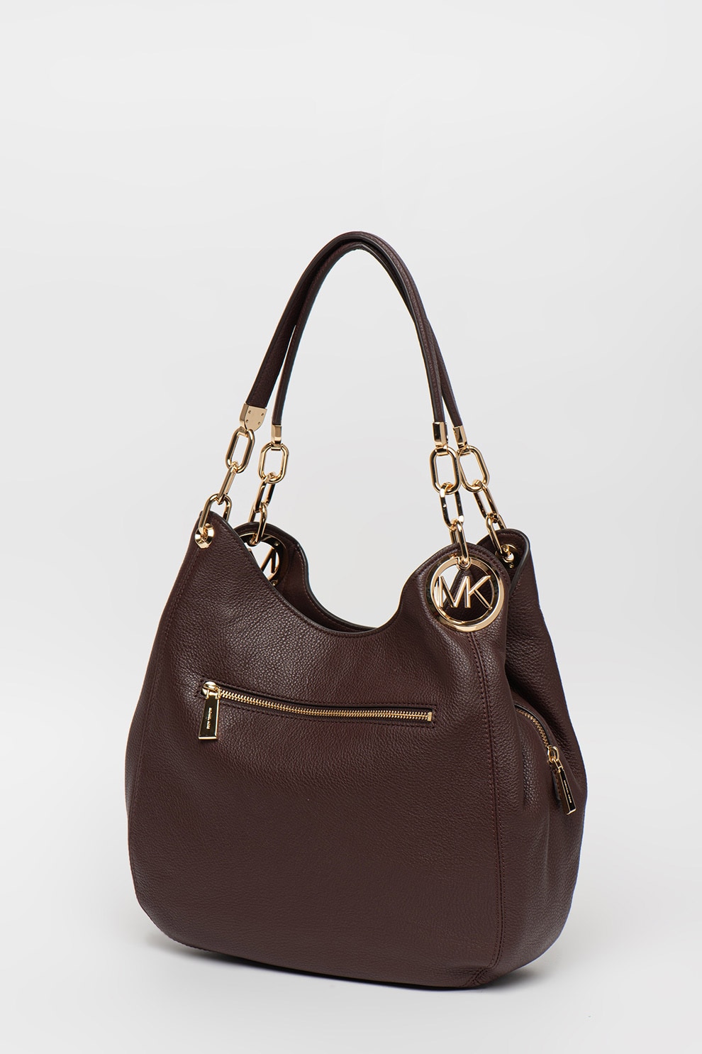 Michael Kors, Geanta de piele cu bareta de umar si aplicatie logo metalica  Lillie, Violet aubergine 