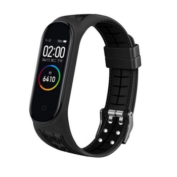 Bratara din silicon, compatibil Xiaomi Mi Band 5, Negru cu catarama Bratara din silicon, compatibil Xiaomi Mi Band 5, Negru cu catarama