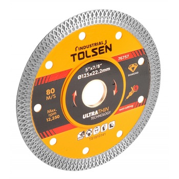 Disc diamantat (industrial) de taiere continuu, 230x22.2x1.4 mm, ultra subtire, taiere umeda si uscata, TOLSEN Disc diamantat (industrial) de taiere continuu, 230x22.2x1.4 mm, ultra subtire, taiere umeda si uscata, TOLSEN