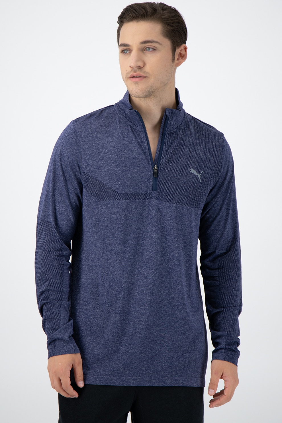 Puma, Bluza cu fermoar scurt, pentru golf evoKNIT, Indigo, XS