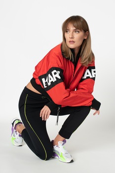 Puma, Jacheta crop cu imprimeu logo, Rosu/Negru Puma, Jacheta crop cu imprimeu logo, Rosu/Negru