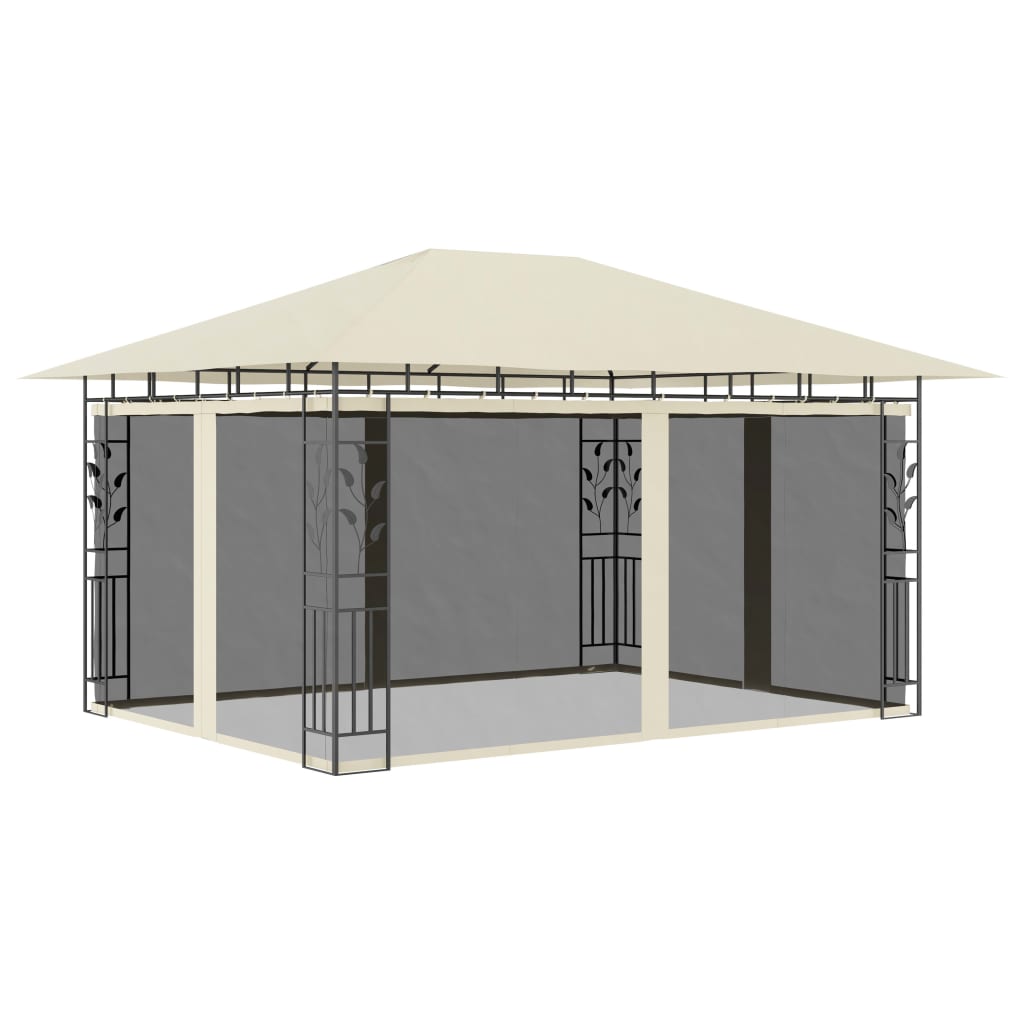 Pavilion cu plasa anti-tantari, vidaXL, Tesatura, 4 x 3 m, Crem
