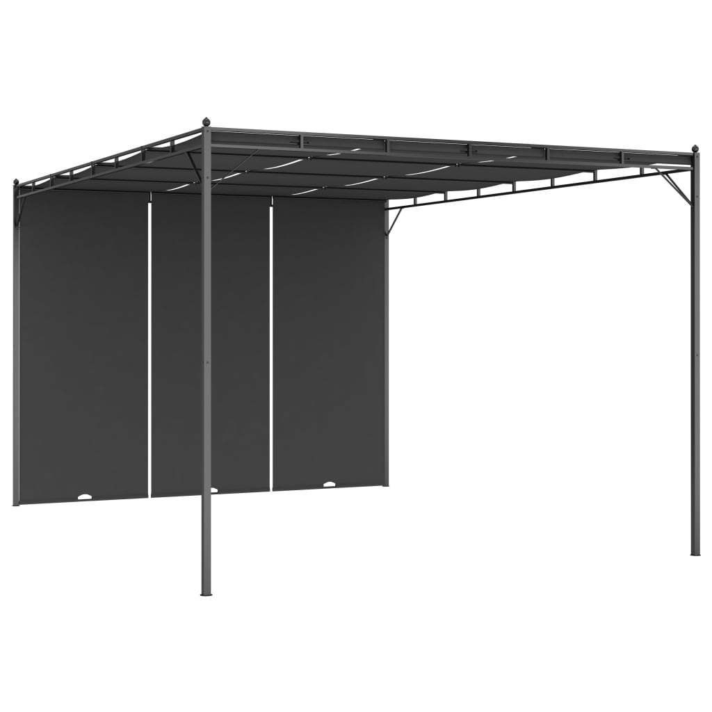 Pavilion de gradina, cu perdea laterala, vidaXL, Poliester, 4 x 3 x 2.25 m, Antracit