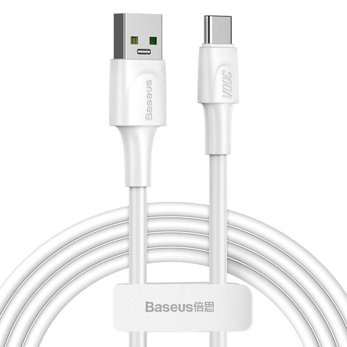 Cablu USB-C Baseus White Series, VOOC, QC, 5A, 2m, Alb