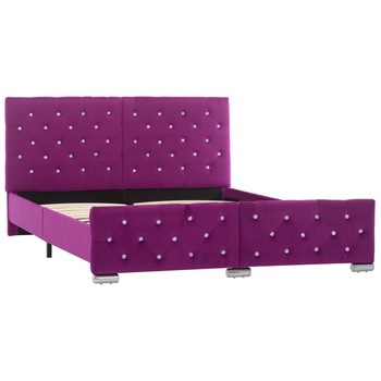 Cadru de pat vidaXL, Tesatura, 140 x 200 cm, Mov Cadru de pat vidaXL, Tesatura, 140 x 200 cm, Mov