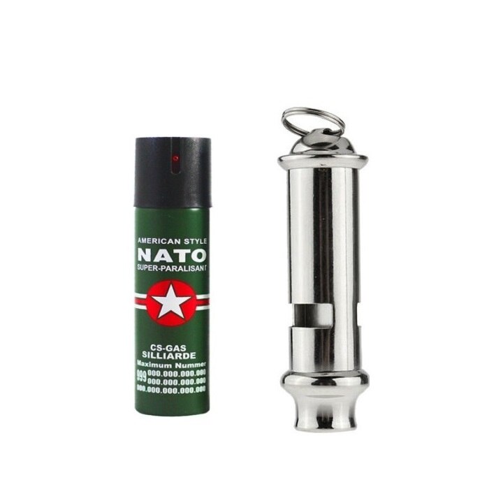 Kit autoaparare format din Spray iritant 60 ml si fluier metalic eMAG.ro