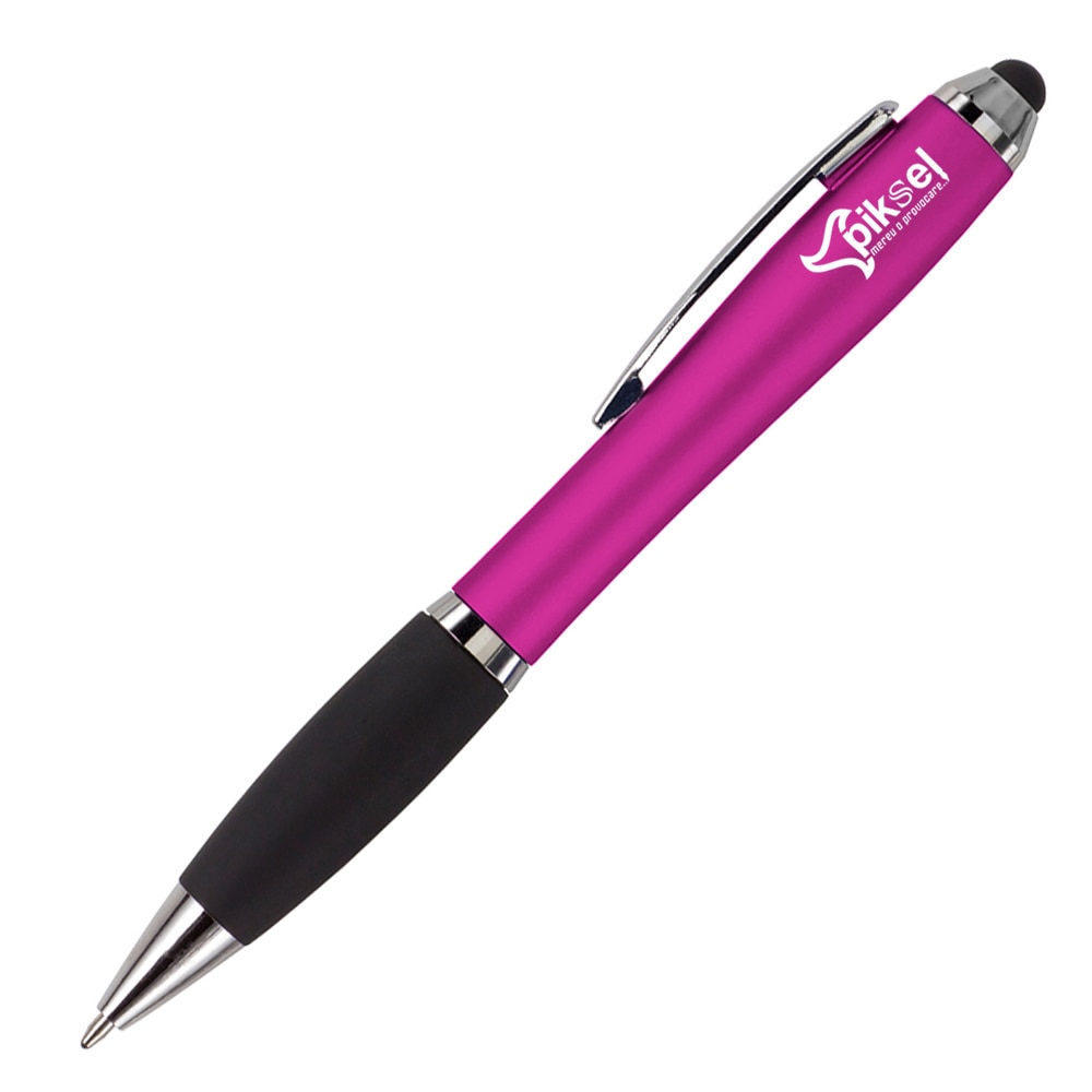 Stylus pen capacitiv, Piksel, universal pentru tableta si telefon, cu pix violet metalizat