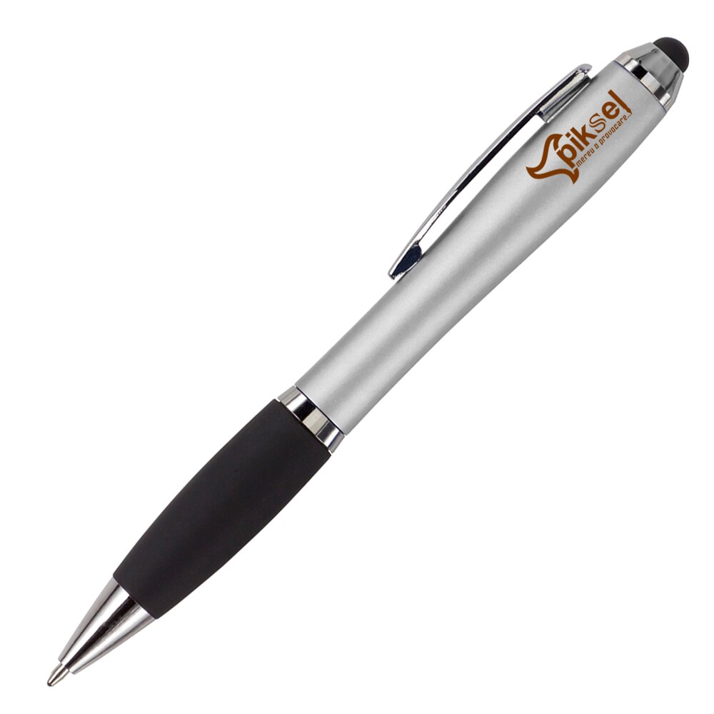 Stylus pen capacitiv, Piksel, universal pentru tableta si telefon, cu pix argintiu