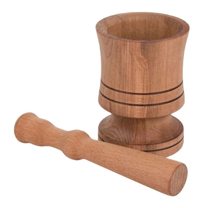 Mojar cu pistil din lemn, pasarea usturoiului, coso, 11x8 cm