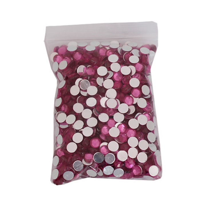 Pietre acrilice decorative, 6 mm, 35 g, Fuchsia, Vivo