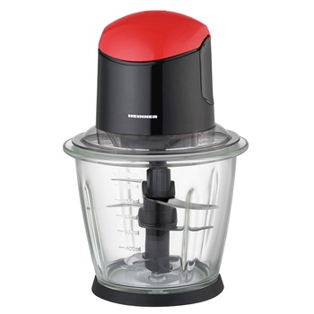 Tocator de legume Heinner, bol sticla 1.5L, 3 cutite din inox, angrenaj metalic, baza anti-alunecare, sistem de siguranta, putere: 500W, culoare negru cu rosu Tocator de legume Heinner, bol sticla 1.5L, 3 cutite din inox, angrenaj metalic, baza anti-alunecare, sistem de siguranta, putere: 500W, culoare negru cu rosu