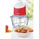 Tocator de legume Heinner HMC-K500WHR, 500W, 1 l, 2 cutite din inox, angrenaj metalic, baza anti-alunecare, bol sticla, sistem de siguranta, alb/rosu
