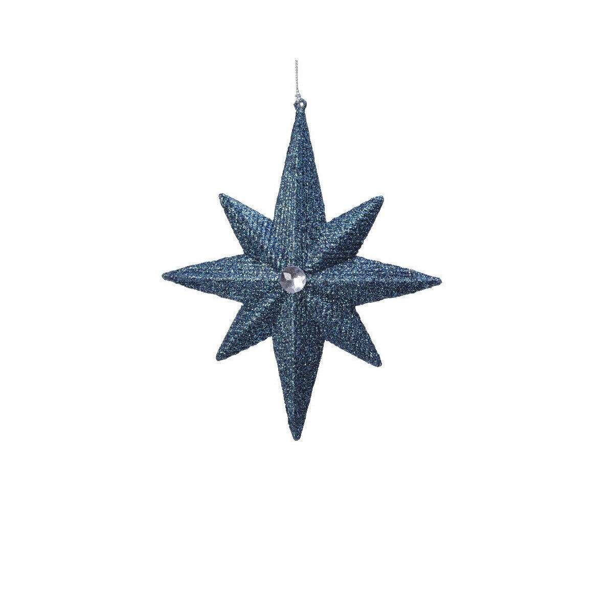 Decoratiune de brad, albastru cu sclipici, 16x3x19 cm