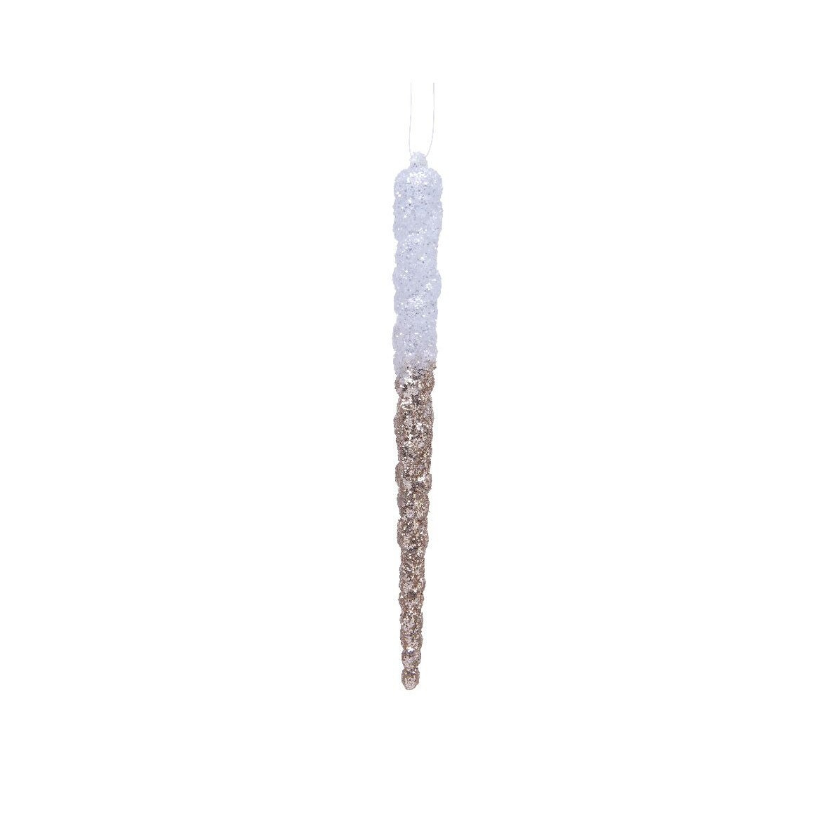 Ornament, turture cu agatatoare, alb/auriu, 15 cm