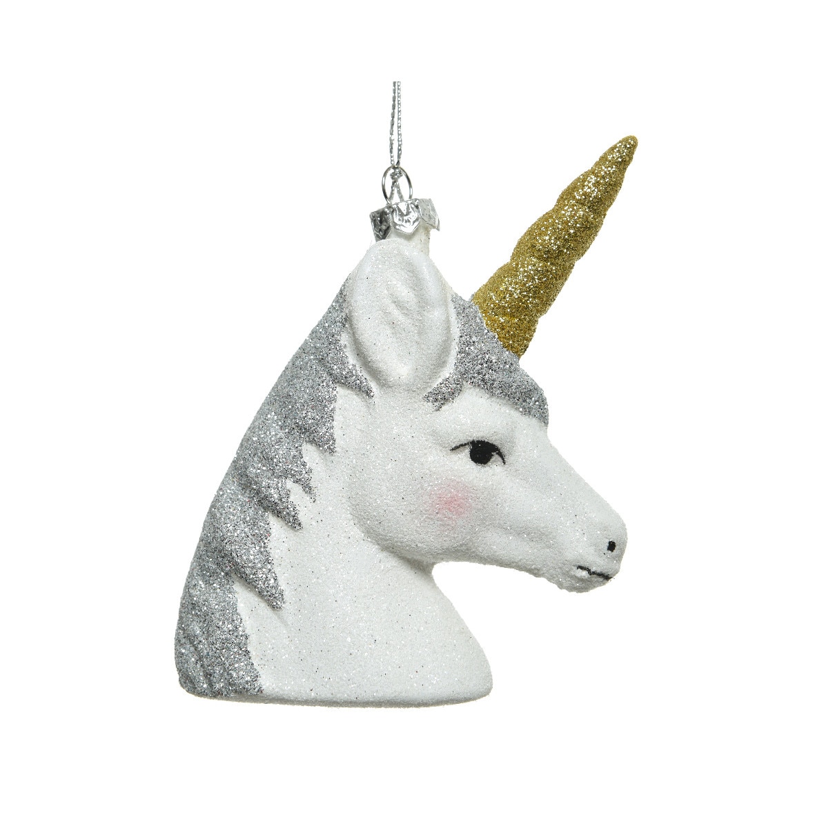 Figurina unicorn alb, cu agatatoare, 11.5 cm